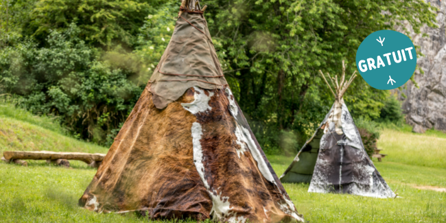"Campement préhistorique", en famille, musée de Préhistoire, Saulges