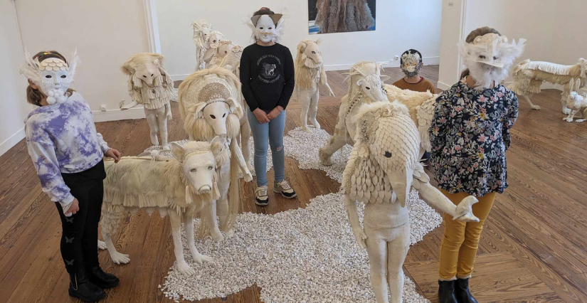 Masques chimériques, Atelier parent-enfant (dès 4 ans), centre d'art contemporain de Pontmain