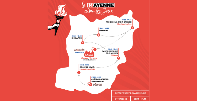 Mercredi 29 mai 2024, la Mayenne accueille le Relais de la Flamme Olympique !