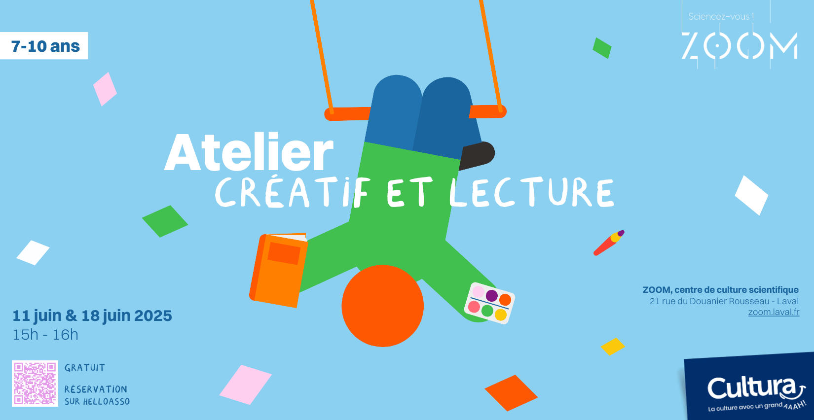Atelier créatif et lecture, Enfant de 7 à 10 ans, ZOOM, Laval