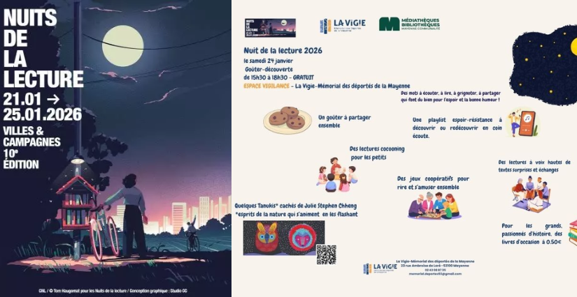 Les Nuits de la lecture : Goûter découverte, en famille, La Vigie, Mayenne