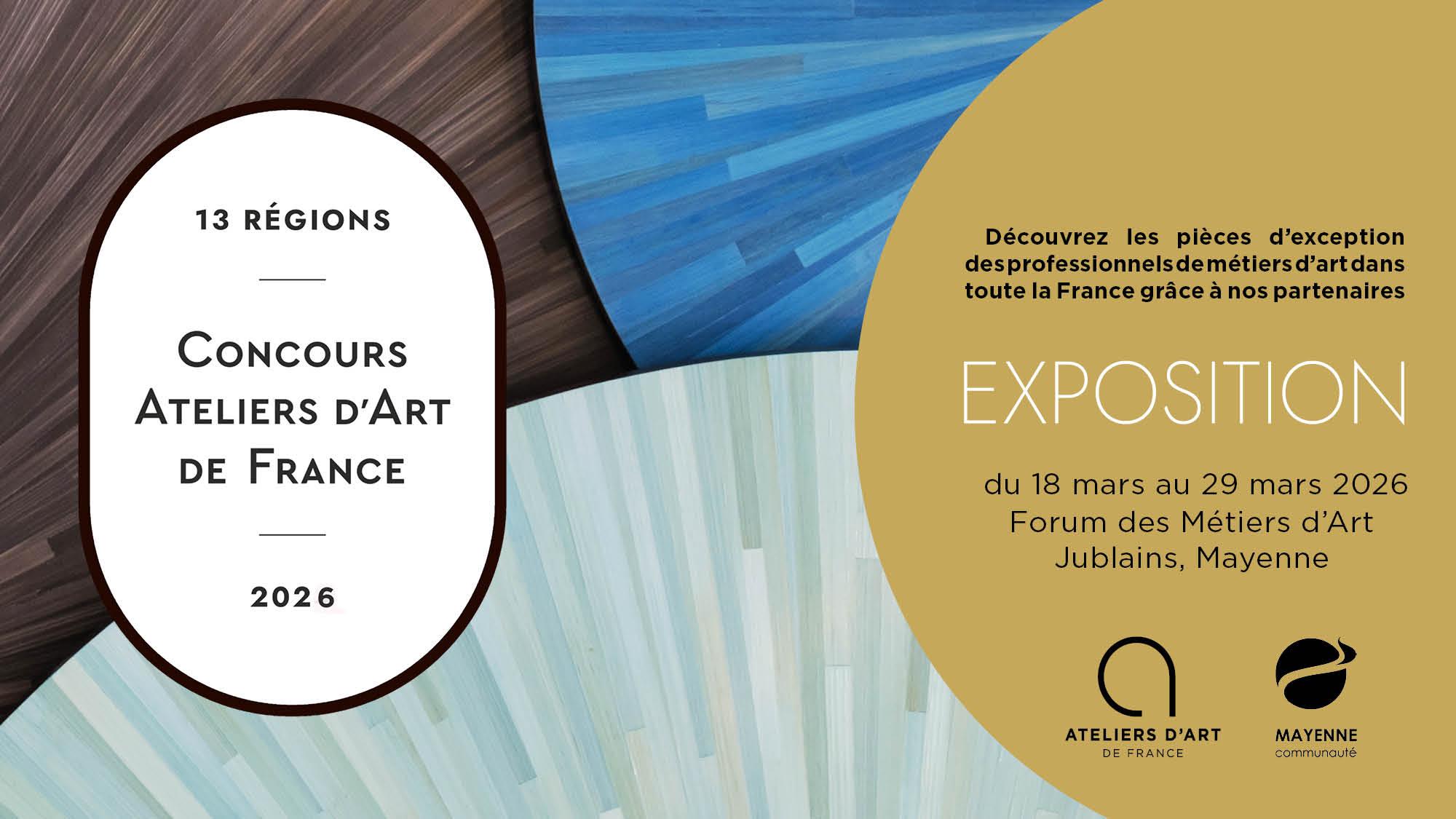 Exposition du Concours Ateliers d'art de France, en famille, Forum des Métiers d'art de Jublains