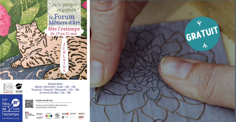Atelier Linogravure, à partir de 12 ans, Forum des Métiers d'Art de Jublains